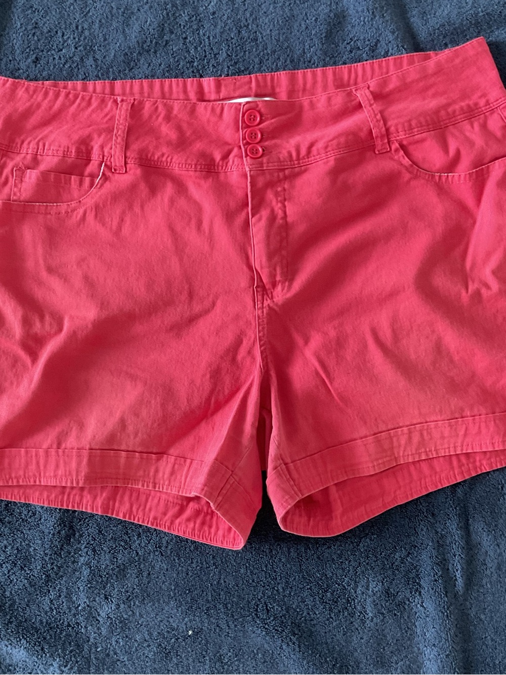 Royalty For Me Coral Red Mid-Rise Cotton Shorts